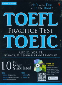 Image of TOEFL PRACTICE TEST TOEIC audio, Script, kunci, & Pembahasan lengkap